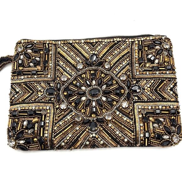 CHICO's Wristlet Clutch 100% cotton studded boho - Picture 4 of 9